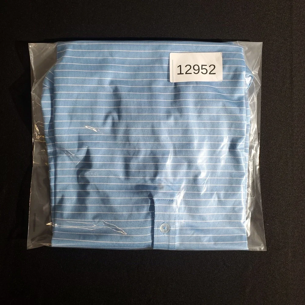 Nike Golf Polo Shirt Womens Large Blue Stripe Dri‎ Fit PGA Grand Slam Bermuda